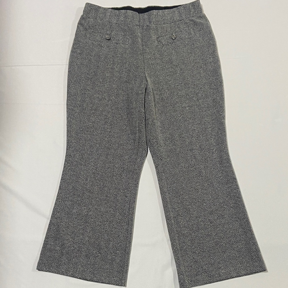 Michael Kors Wide Leg Herringbone Tweed Cropped Pull On Pants Women's Large